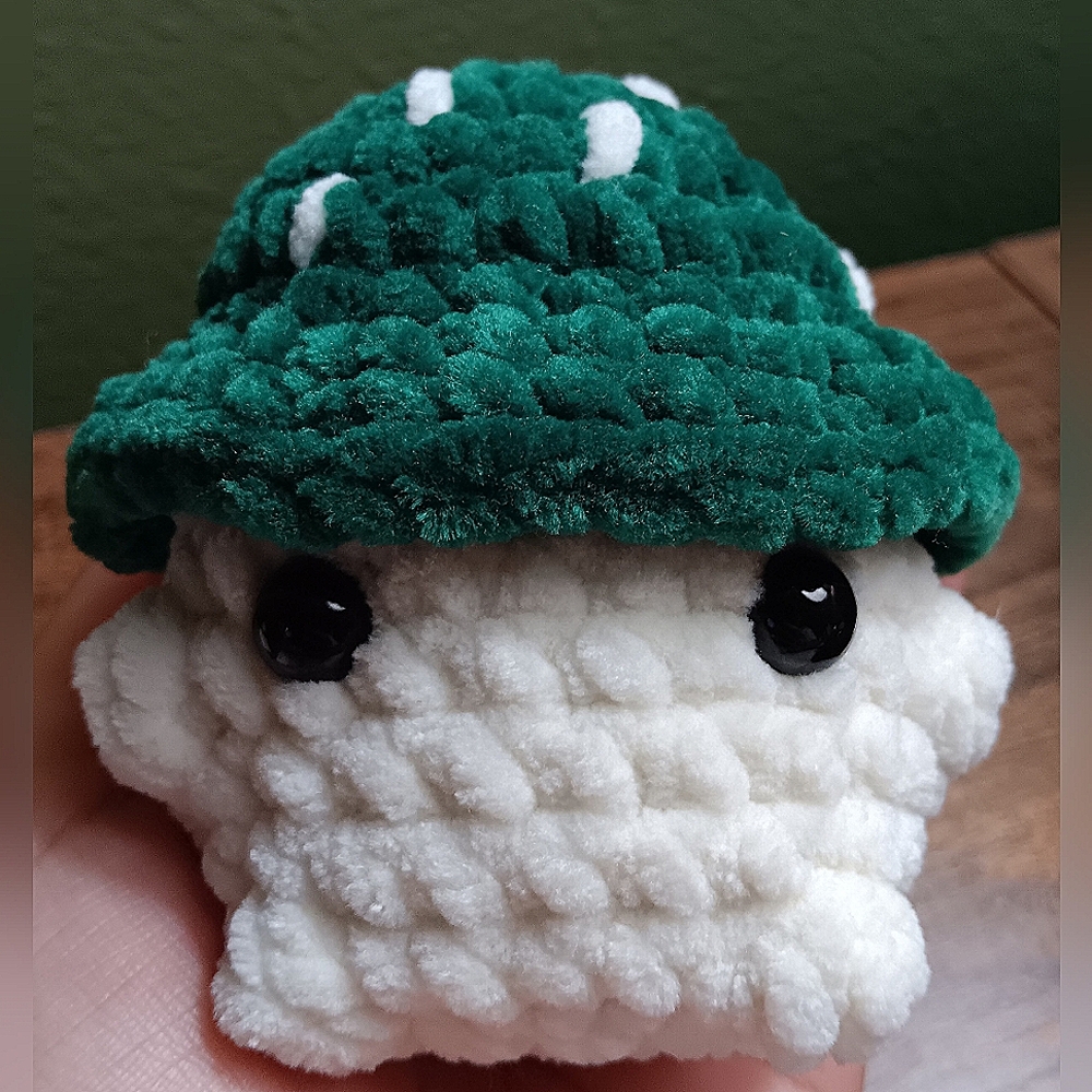 Handmade Crochet Mini Green-top Mushroom Plushie